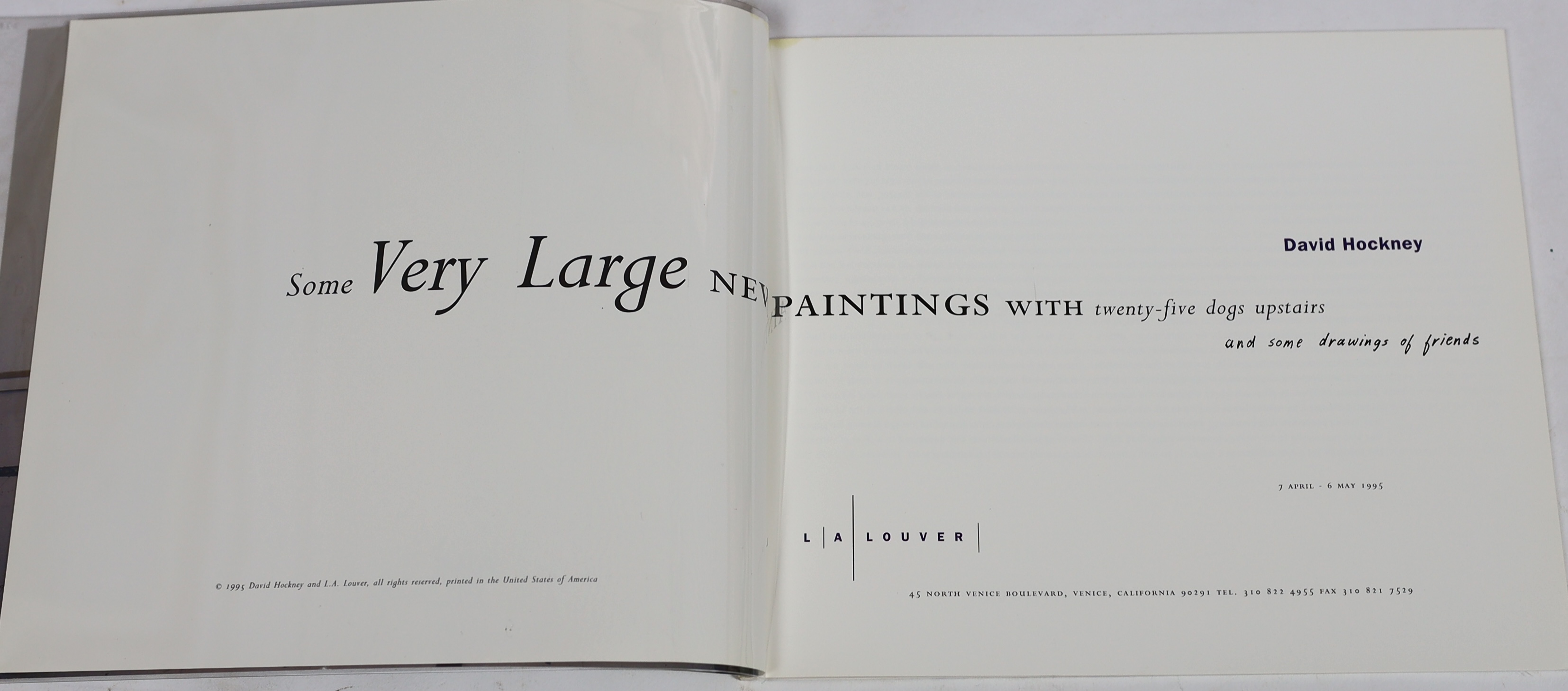 David Hockney (English, b.1937), 'Some very large new paintings with 25 dogs upstairs', Exhibition catalogue for L.A. Louver May 1995, overall 21.5 x 25.5cm